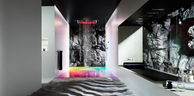 futuristiskt badrum sensory sky designer shower från dornbracht