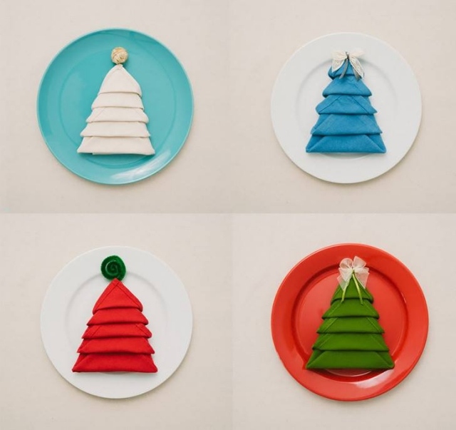 jul-tallrik-dekoration-bord-jul-träd-gjord-av-servetter-vikt