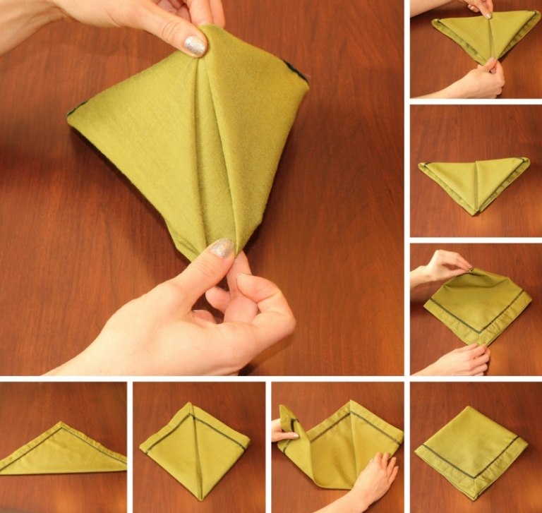 servetter vik för julpyramiden klassiskt decobord gulgrönt