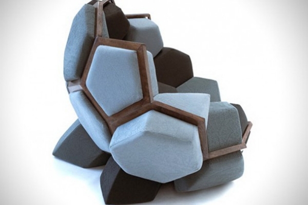 tredimensionell struktur kvarts designer fåtölj med geometriska former