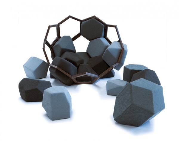 Naturlig kristalloid kvartsfåtöljdesign med geometriska former