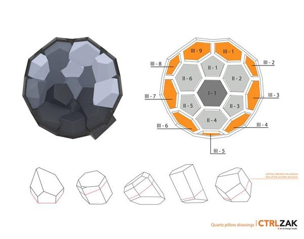 ritningar plan kvarts fåtölj design med geometriska former