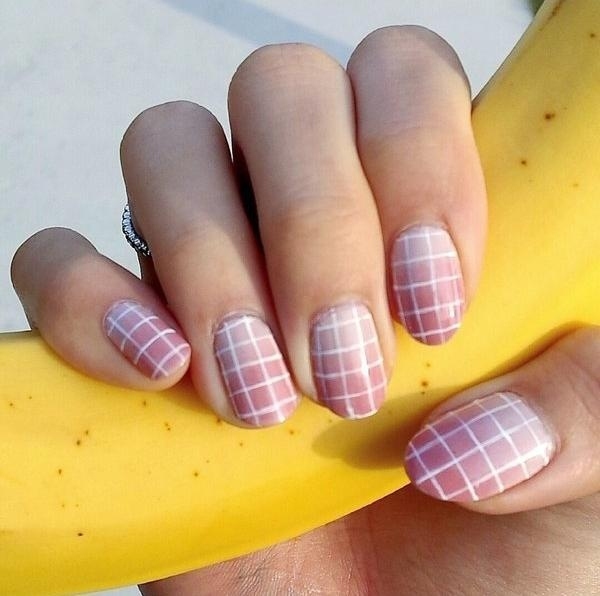 Shellac-Design-naglar-höst-ombre-effekt-gitter-vit-diy