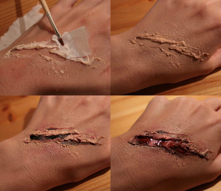 zombie-make-up-makeup-instruktioner-sår-cut-blod