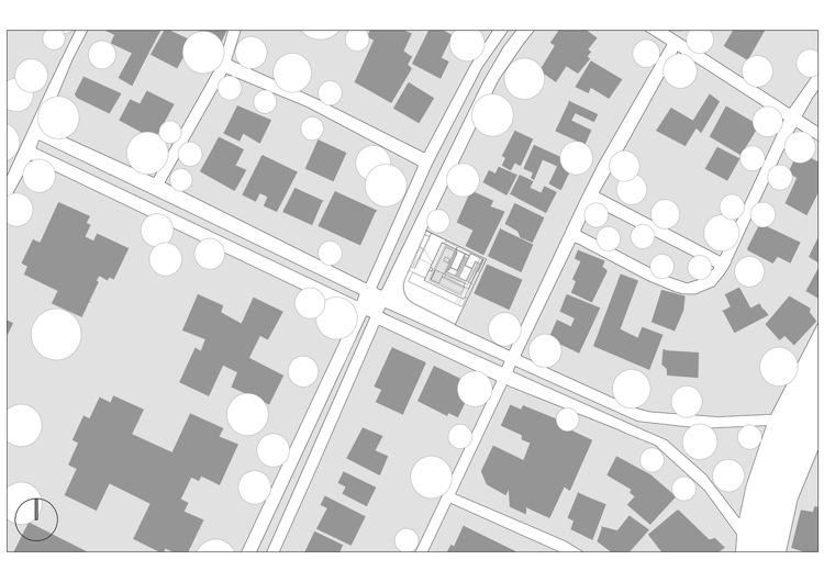 Arkitektoniskt betongträhus bostadsområde stadskarta