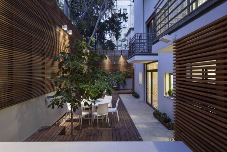 Träskydd-skärm-trädgård-modern-utomhus-matplats-stad-lägenhet-arkitektur