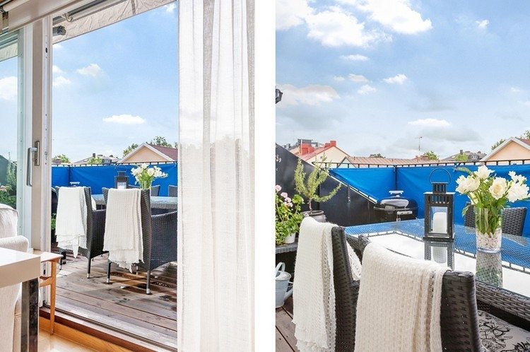 Sekretessskärm för balkongtäckning-blå-rotting-balkongmöbler