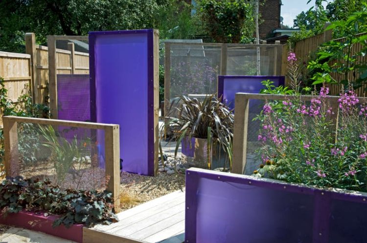 Bygg din egen trädgård integritetsskärm glasstaket färgat matt lila