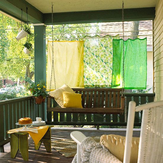 färgade ark tyg gardiner veranda