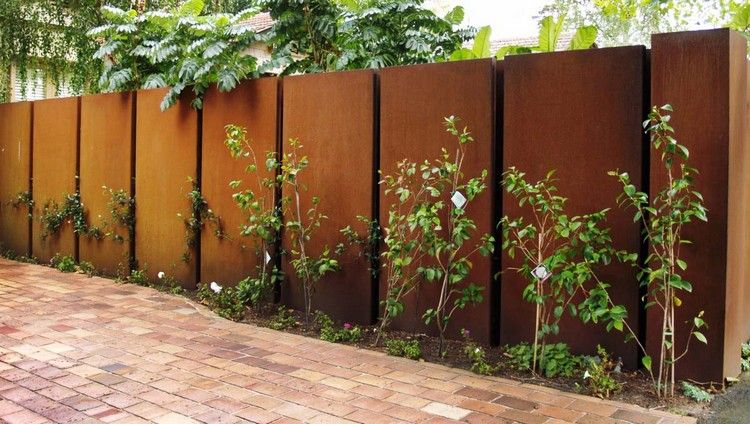 Sekretessstängsel-corten-stål-växt-ogenomskinligt