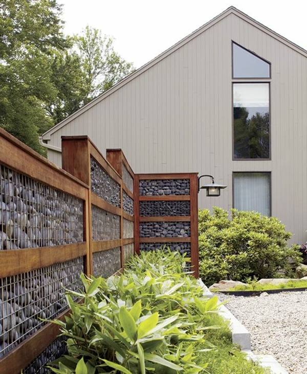 Gabion bygger en modern trädgårdsdesignidé