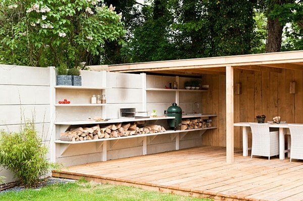 Utomhus kök sittplats design idé