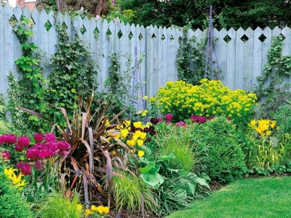 Trästaket Design Tall Flowers Flowerbed Climbing Effeu