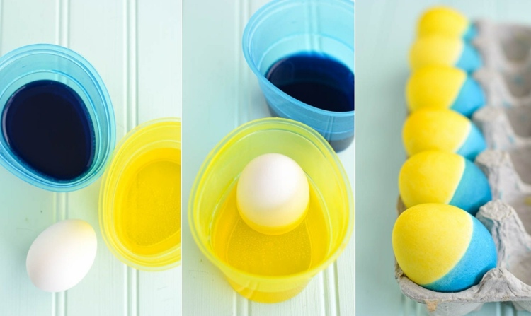 Färg ägg blått och gult i dagis för enkla minions
