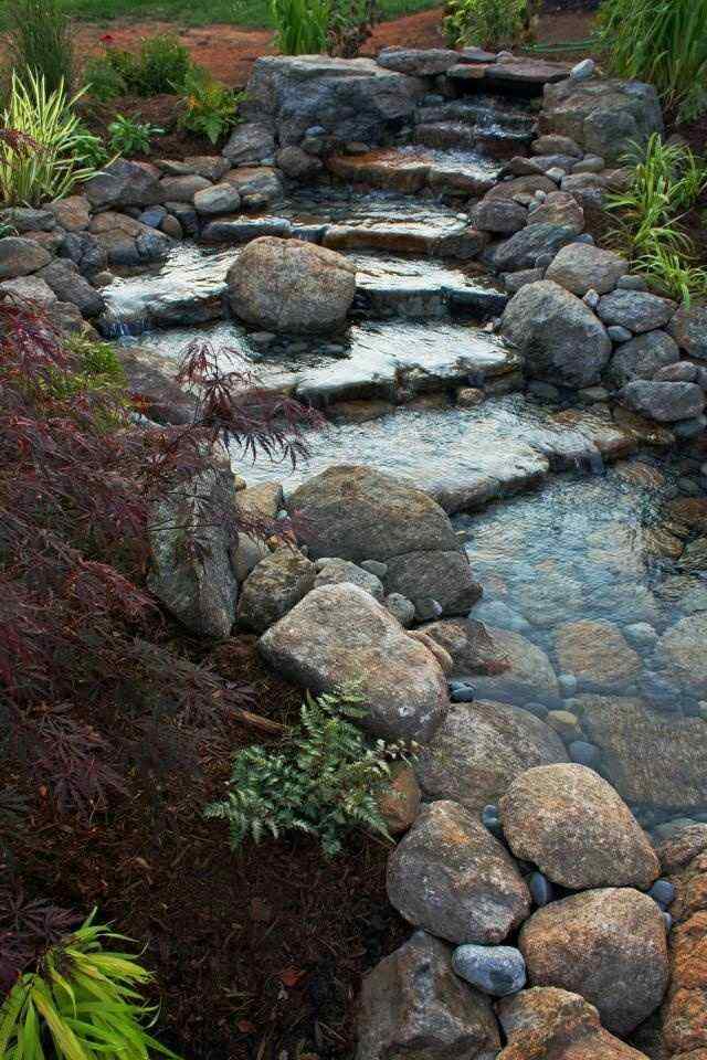 Vatten trädgård oas sten trädgård trappor-design idéer-naturliga