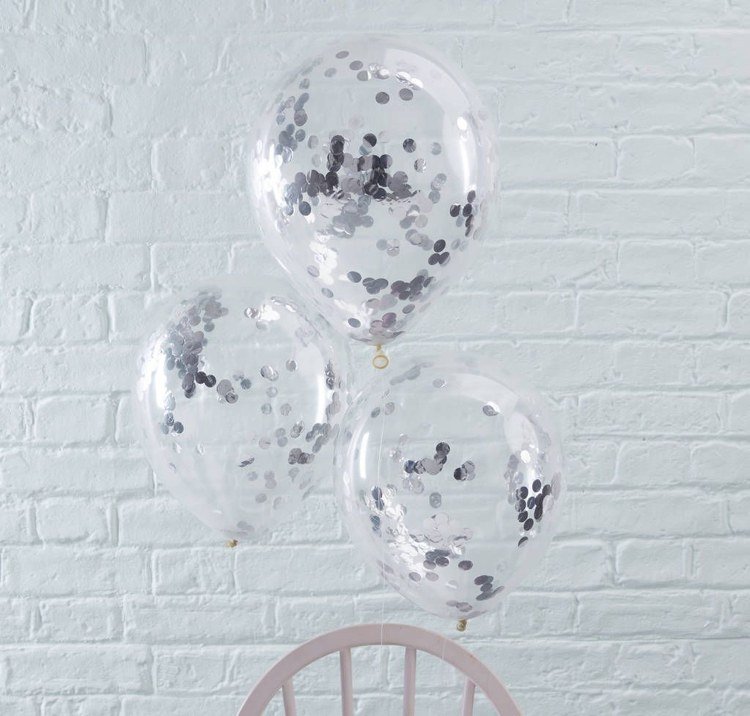 silver bröllop dekoration ballonger konfetti aluminiumfolie