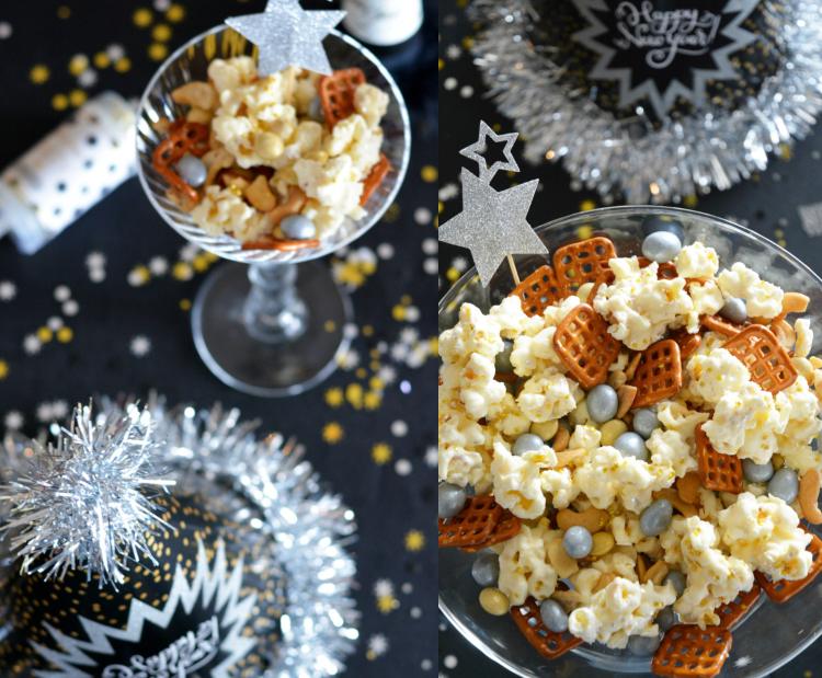 Nyårsafton Snacks Recept på fingermat Gör själv glittrande popcorn och servera i martiniglas