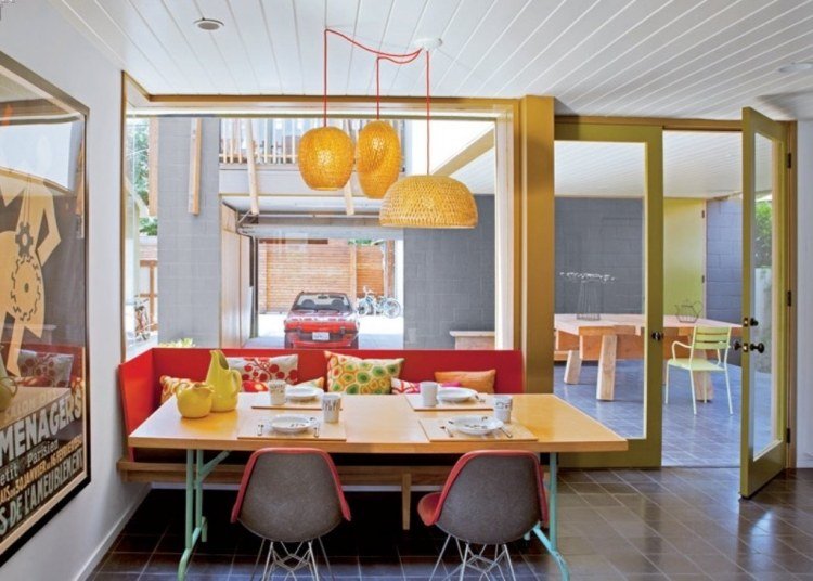 bänk-matsal-bygg-själv-färg-terrass-öppen-modern-hängande-ljus-kakel-golv