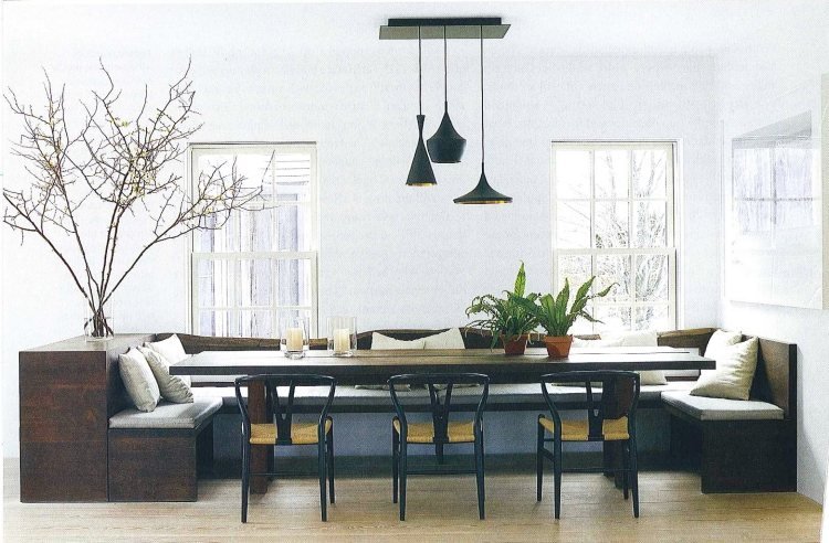 bänk-matsal-bygg-själv-modern-elegant-svarta-stolar-matbord