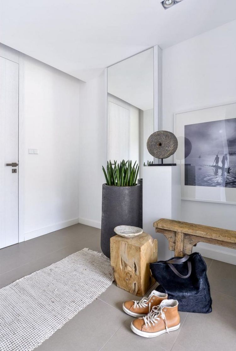 bänk-hall-modern-skandinavisk-trä-kakel-grå-skulptur-bild-konst
