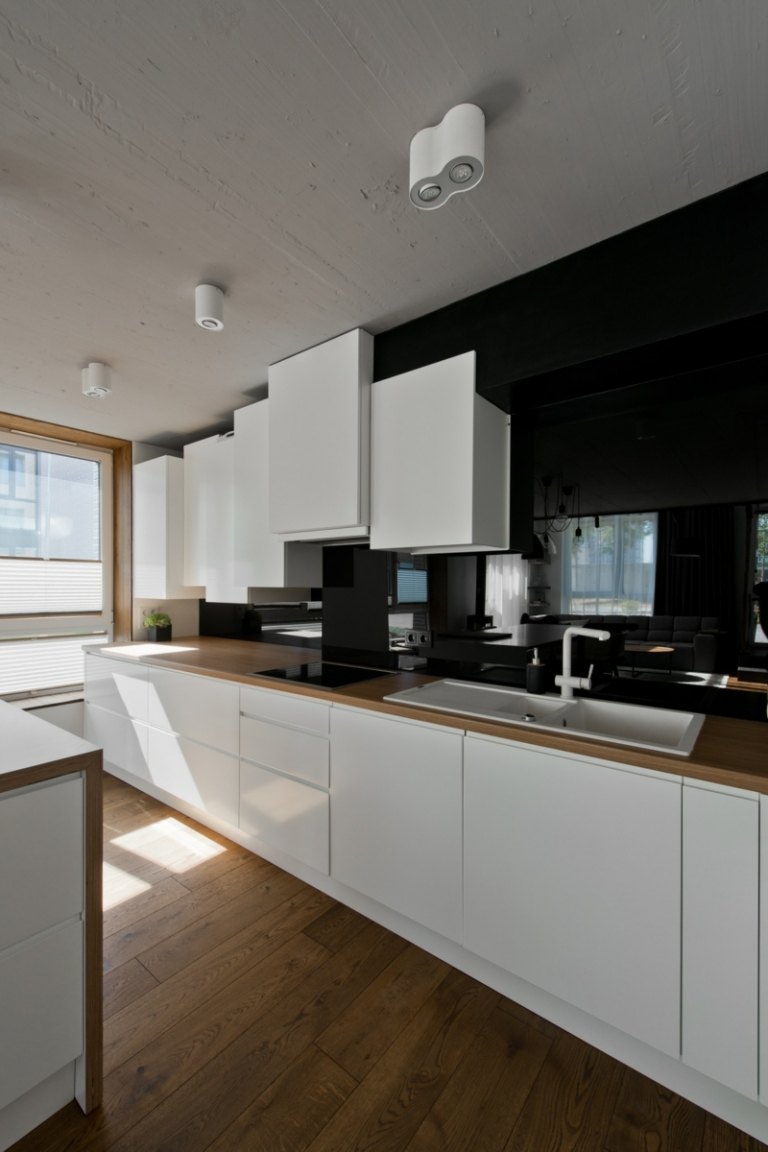 skandinavisk stil i grått kök svartvitt modern diskbänk