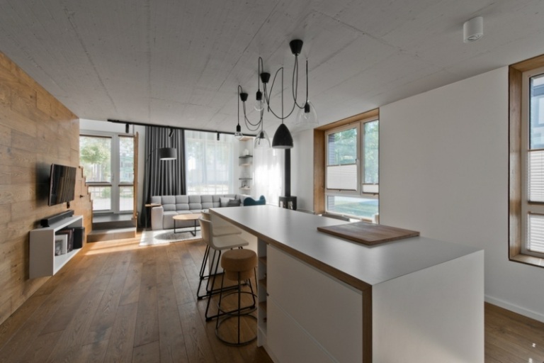 skandinavisk stil grå kök ö minimalistisk vägg enhet skänk