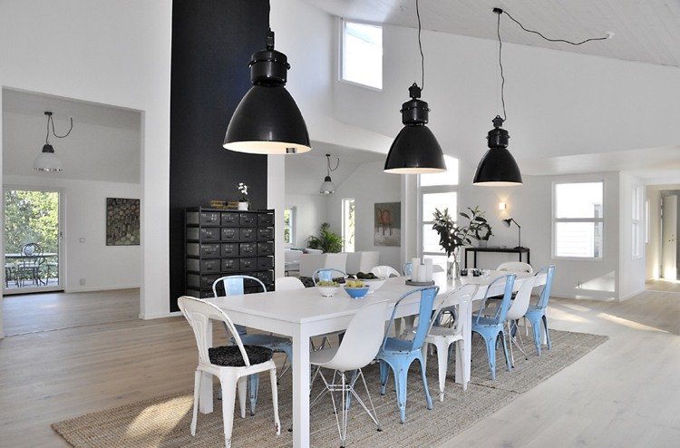 Skandinavisk matta -design-vävd-grå-industriell-matsal-loft