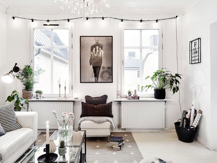 Skandinavisk matta -design-vävd-grå-vardagsrum-vit