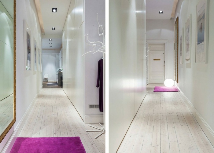 hall lägenhet design parket rosa skandinavisk