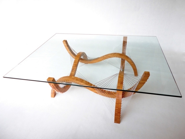 Bordsben konstruktion design bord av trä-stål kabel fast