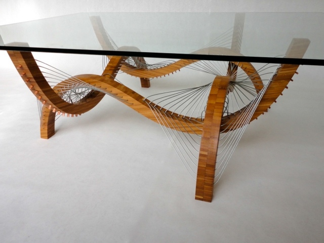 Kontur modernt soffbord-med ben-bambu träglasplatta