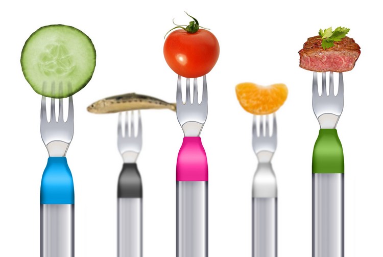 smart-kök-apparater-gafflar-olika-färger-äta-mat-hapifork