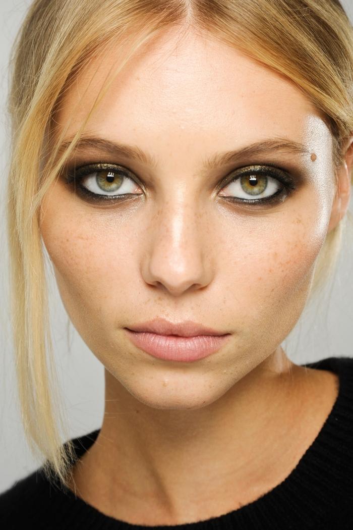 smokey-eye-gold-brown-green-eyes-skin-coloured-läppar