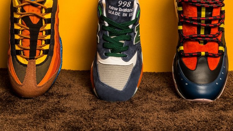 färgglada sneaker trender 2019 med air max new balance och designer sportskor i samarbete med modetiketter