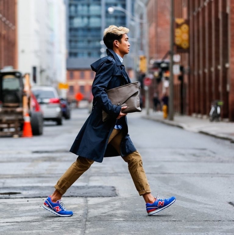 Sneakers-trend-lämplig för city-herrar-khaki-byxor-new-balance