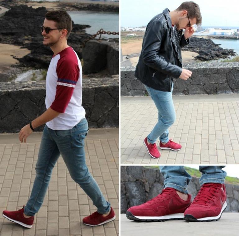 Sneakers-trend-röd-färg-jeans-nike