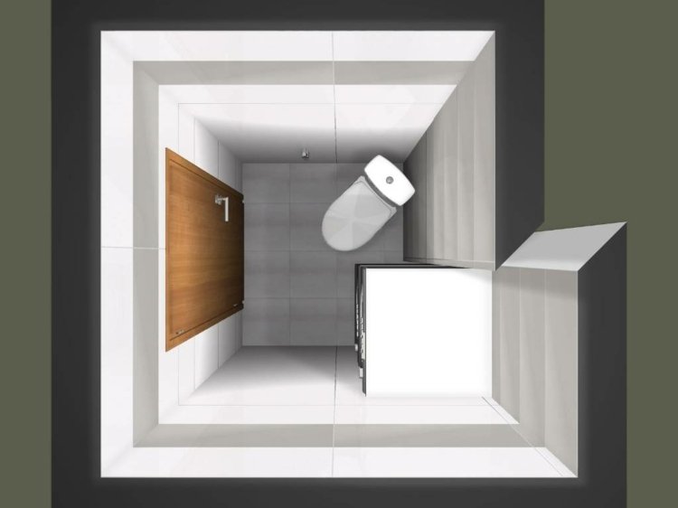 Mini gästtoalett med dusch 2,5 kvm och toalett - planlösning