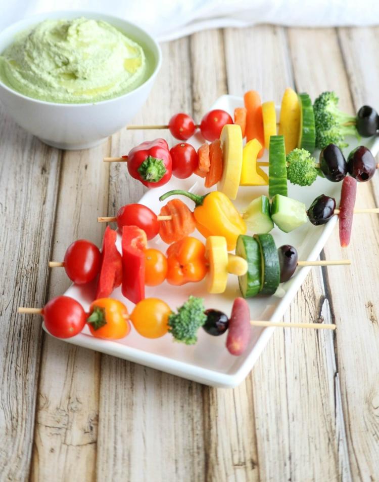 Tips och idéer till grönsaksfat med dopp i regnbågsfärger