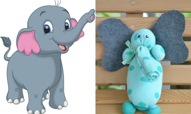 Gör strumpdjur själv - elefant av strumpa och filt utan att sy