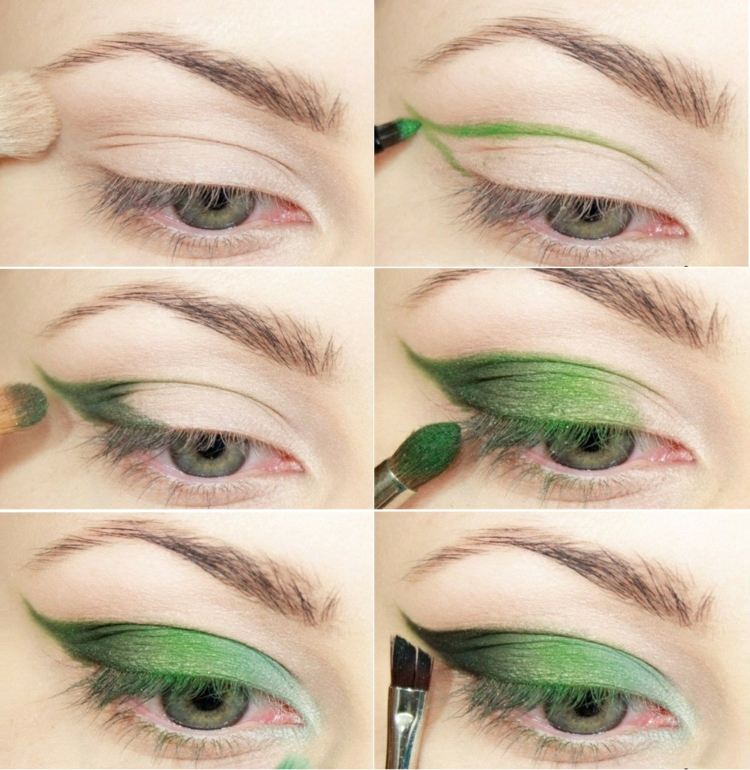 ögonskugga idé grön pensel makeup instruktioner