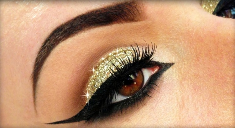 guldglitter ögonskugga extravagant eyeliner-eye-make-up-summer