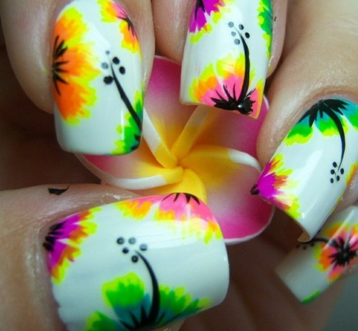 neon sommar spik design tropisk blomma hibiskus färgglada