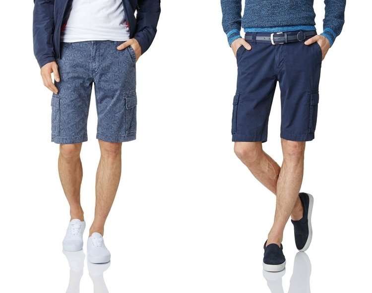 Outfits för semestern-sommar-herr-cargo-shorts-blå-maritimönstrade