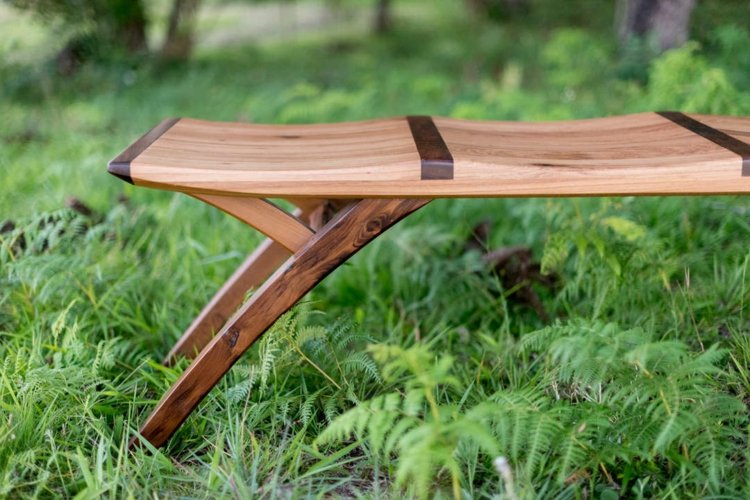 sommarstol möbler bänk trä våg form