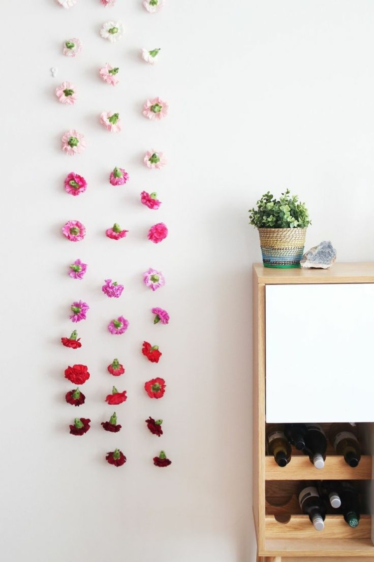 sommar-blommor-dekoration-vägg-dekoration-gardin-blommor-rosa-rosa-ombre-nejlikor