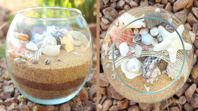 Gör sommardekorationer i glaset själv instruktioner med flera lager sand
