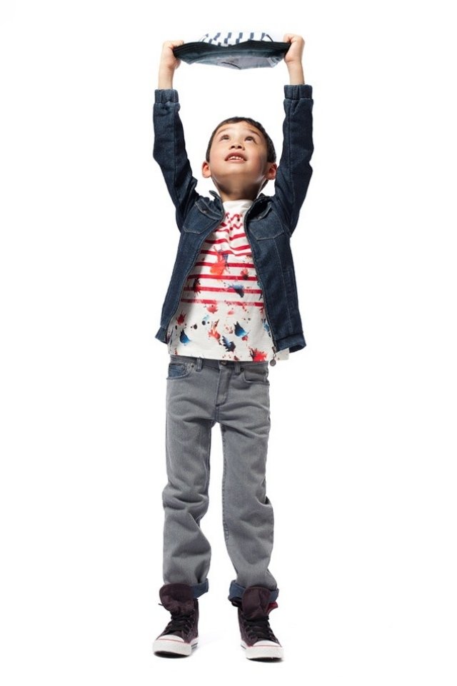 Junior-Gaultier-Jeans-Jacka-Knapp-placket-High-Top-Sneaker-Trendig-T-shirt