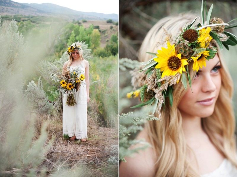 Sunflower Deco Wedding Bridal Wreath Fall Theme