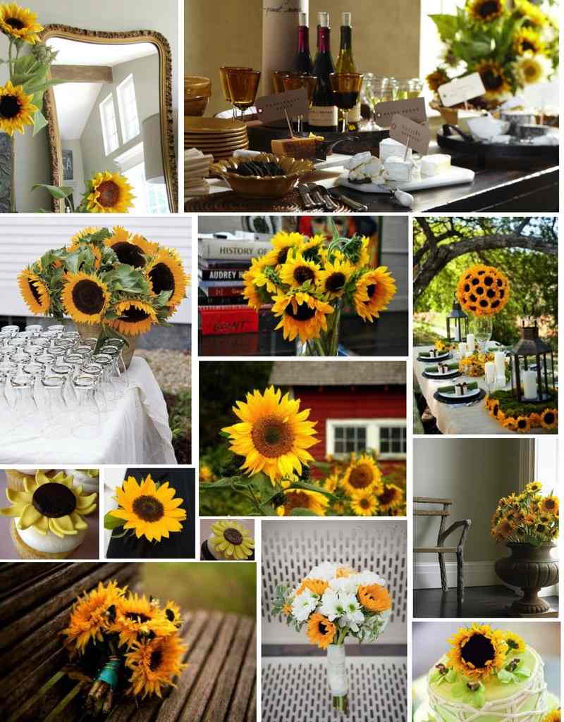Solros-dekoration-bord-blommor-bröllopsplanering
