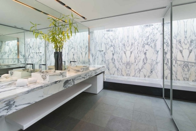 Badrum design-trendiga marmor handfat vägg effekter intressant